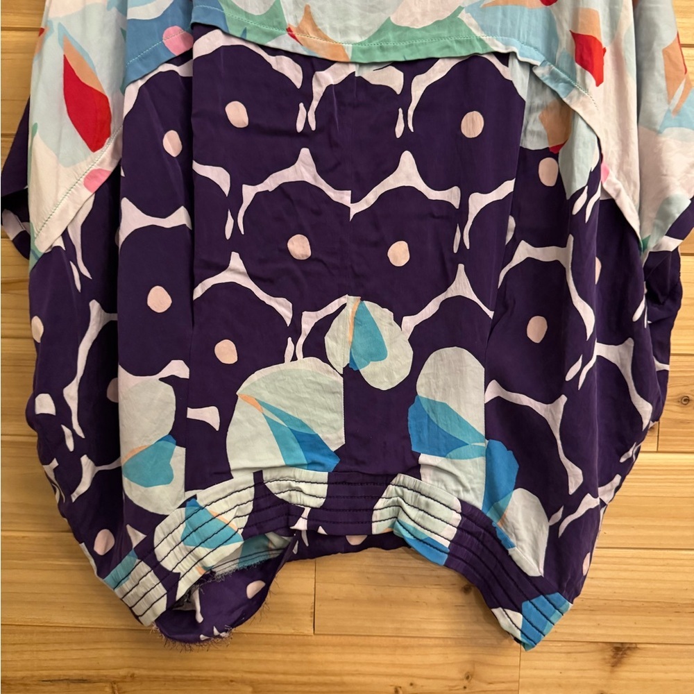 Diane Von Furstenberg Small Silk Blend Colorful Blouson Relaxed Blouse - Picture 8 of 12
